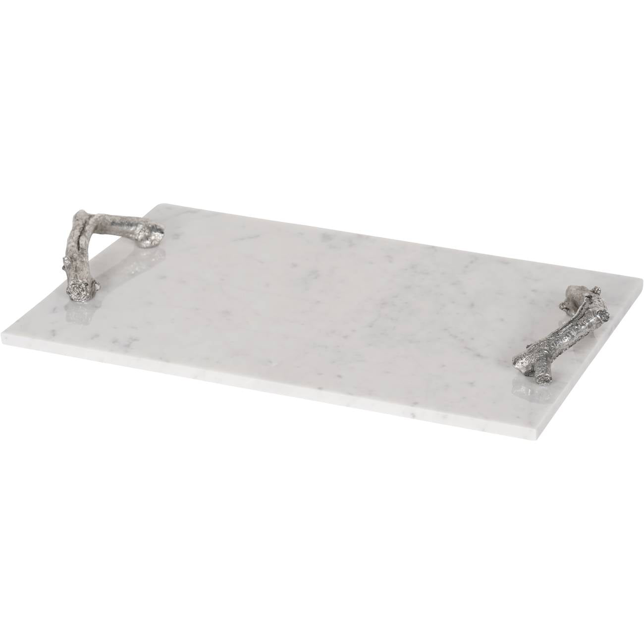 Marble Tray with Silver Handles