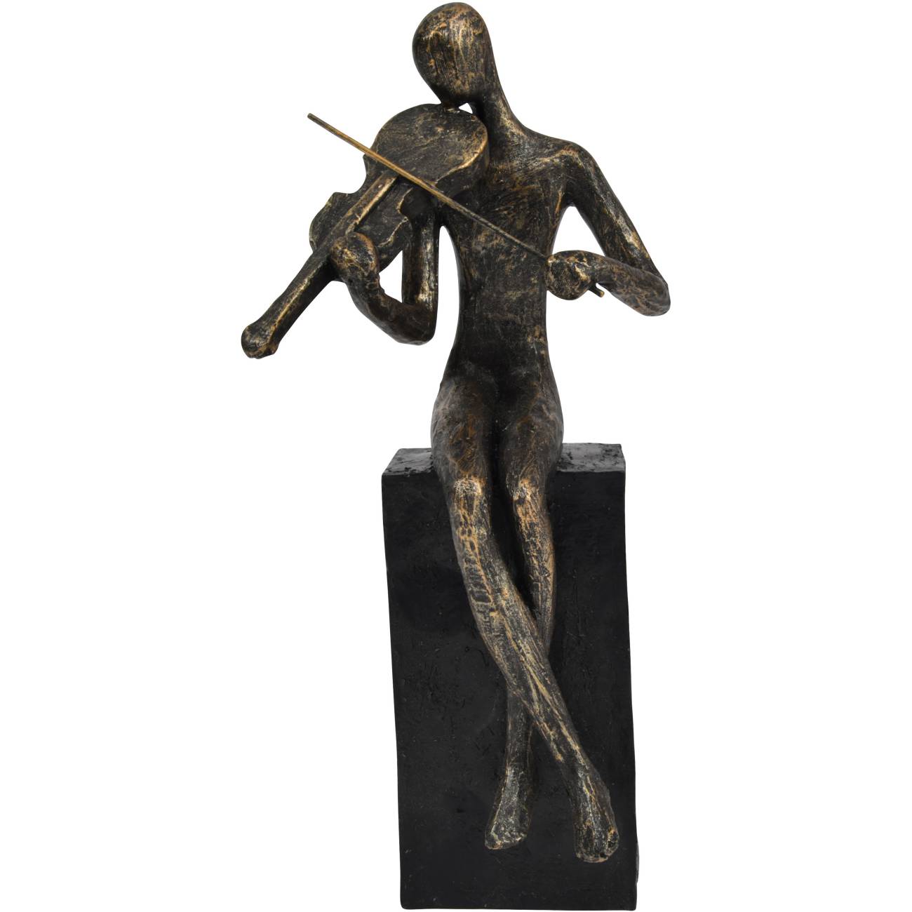 Antique Bronze Vanessa Violinist on Block Sculpture