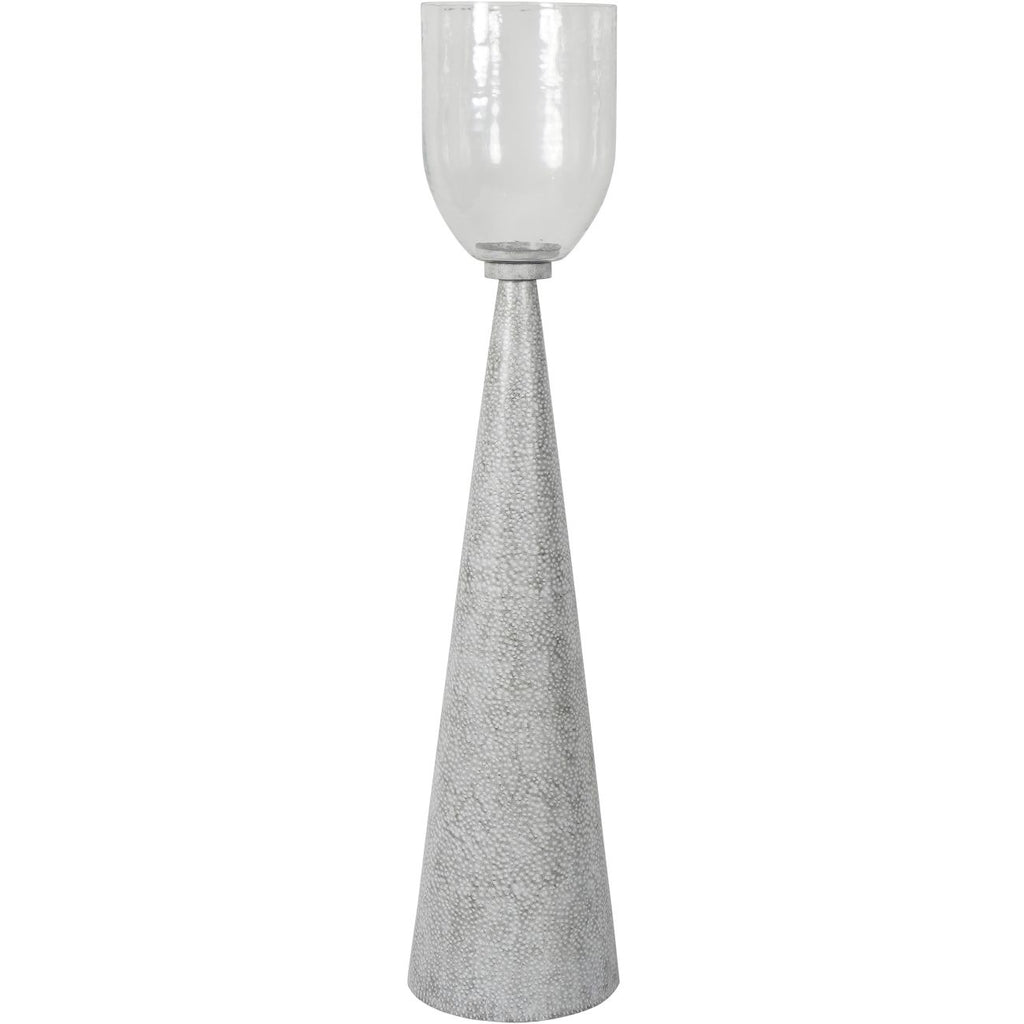 Sandbanks Iron and Hammered Glass Hurricane Extra Large Chalk White