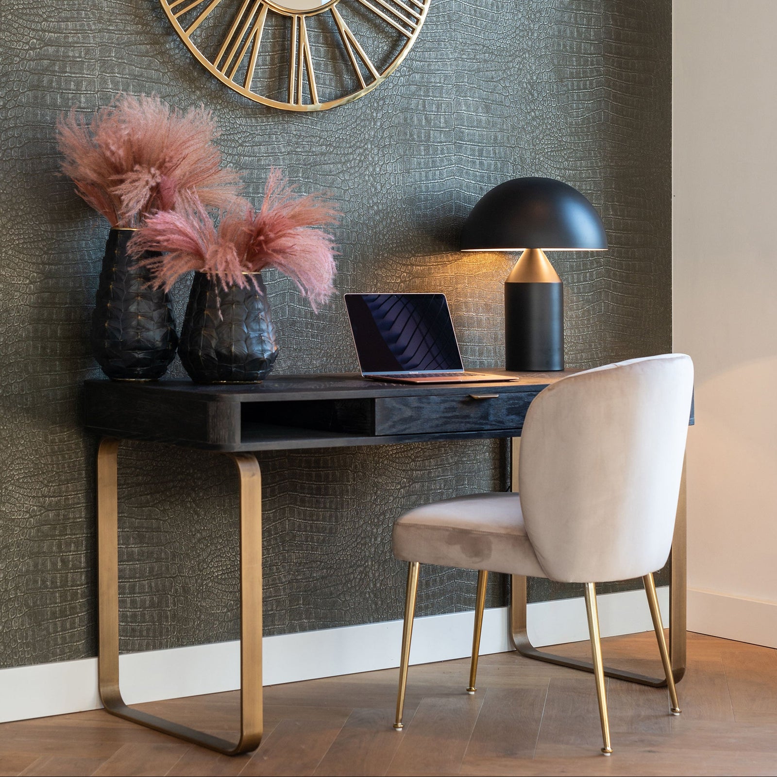 Arundel Brass 1 Drawer Desk - Pavilion Interiors