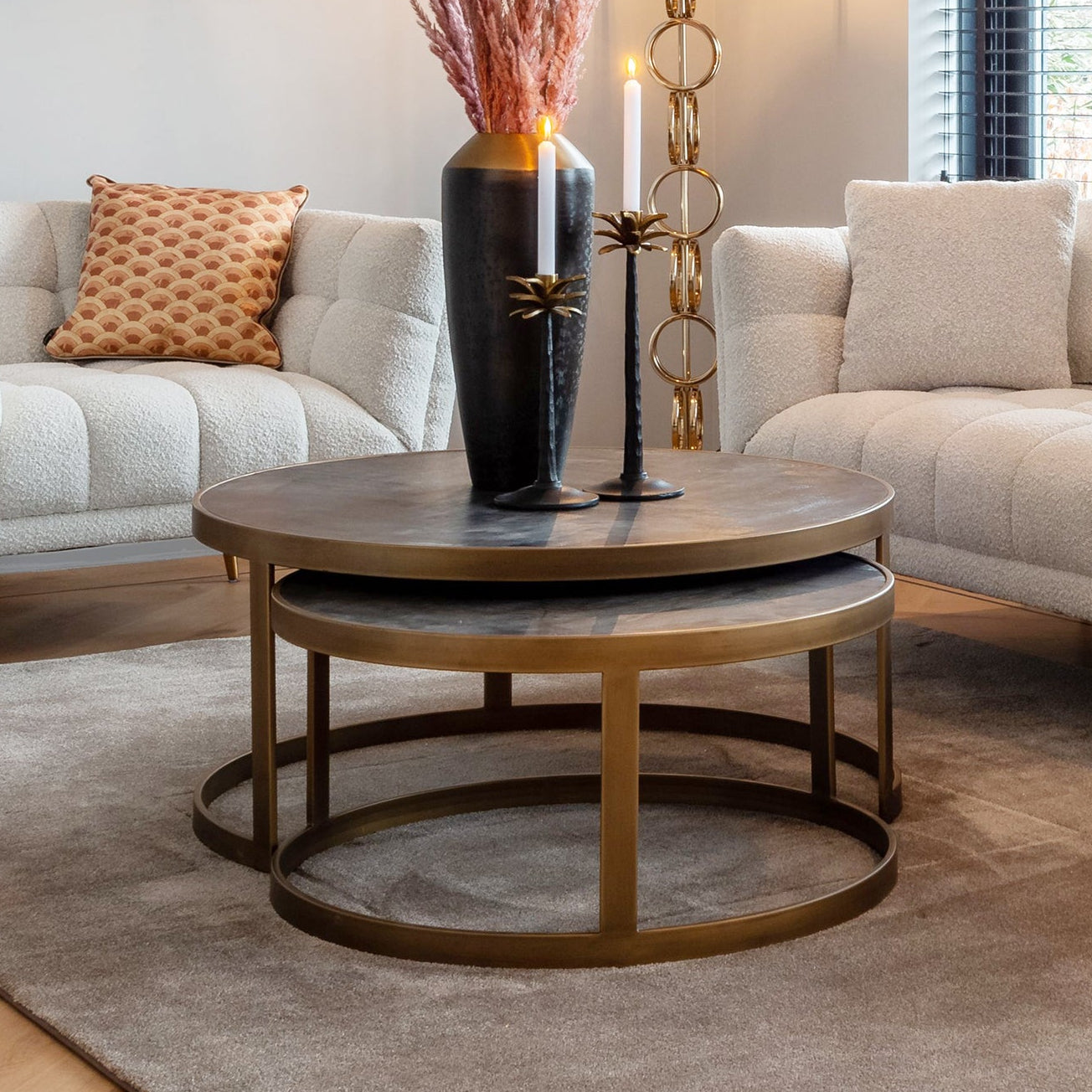 Arundel Brass Nest of 2 Coffee Tables - Pavilion Interiors