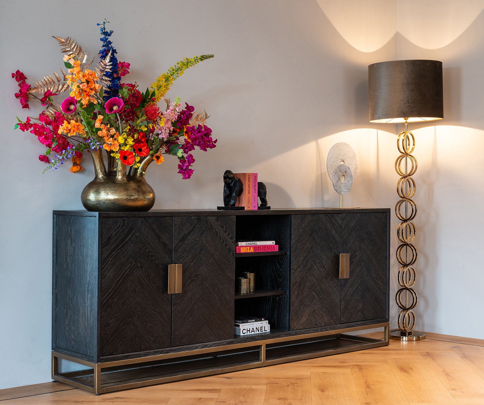 Arundel Brass 4 Door Sideboard - Pavilion Interiors