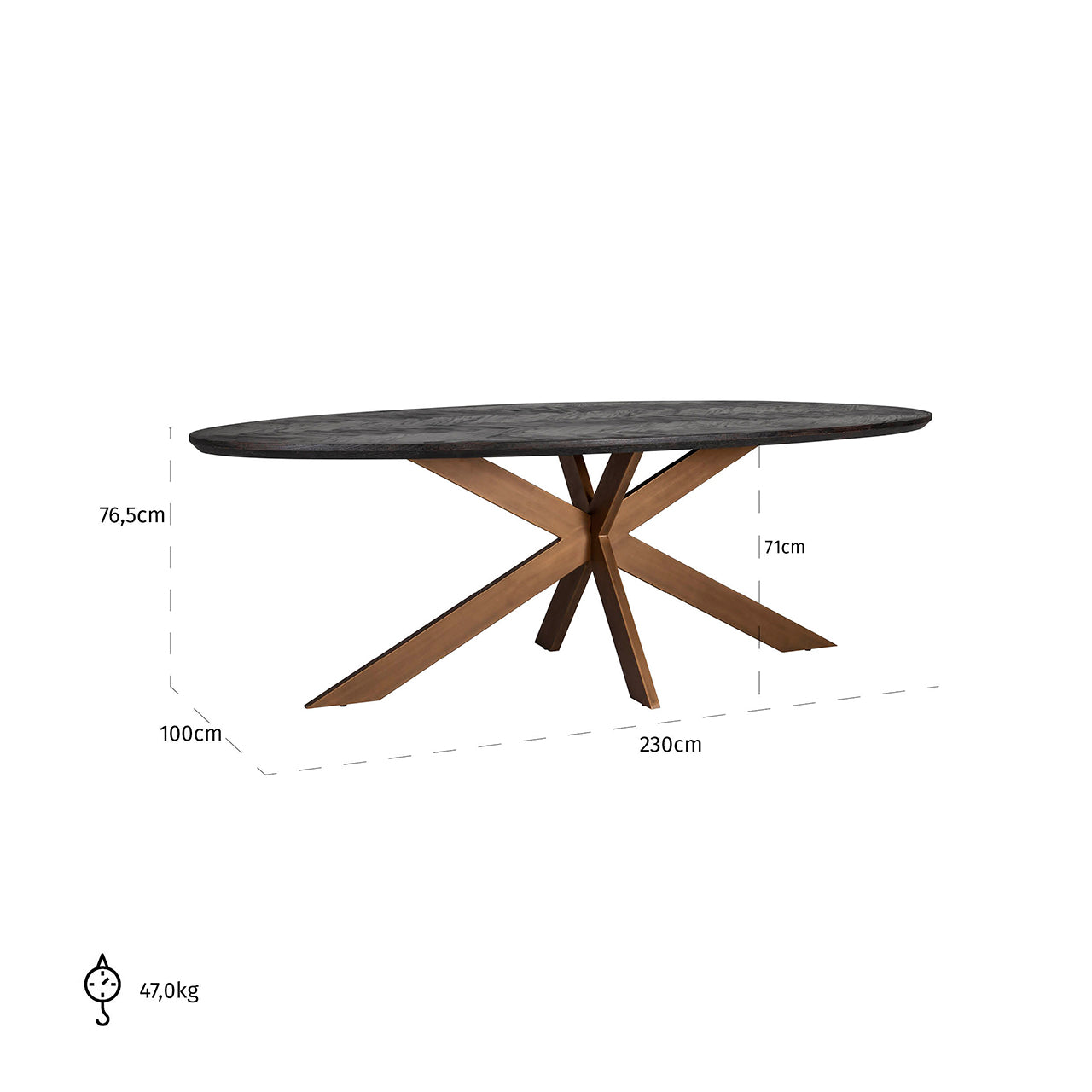Arundel Brass Oval Dining Table - Pavilion Interiors
