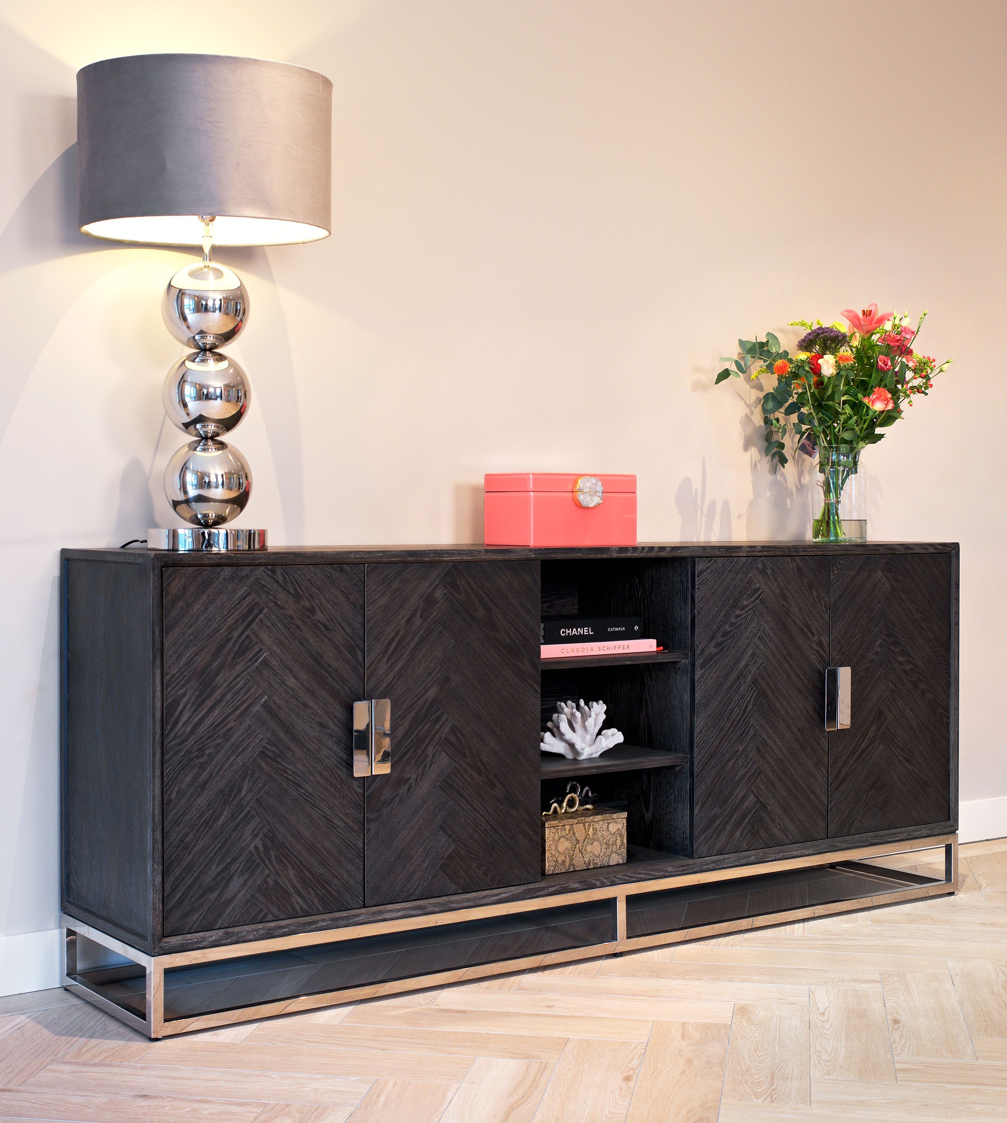 Arundel Silver 4 Door Open Centre Sideboard - Pavilion Interiors