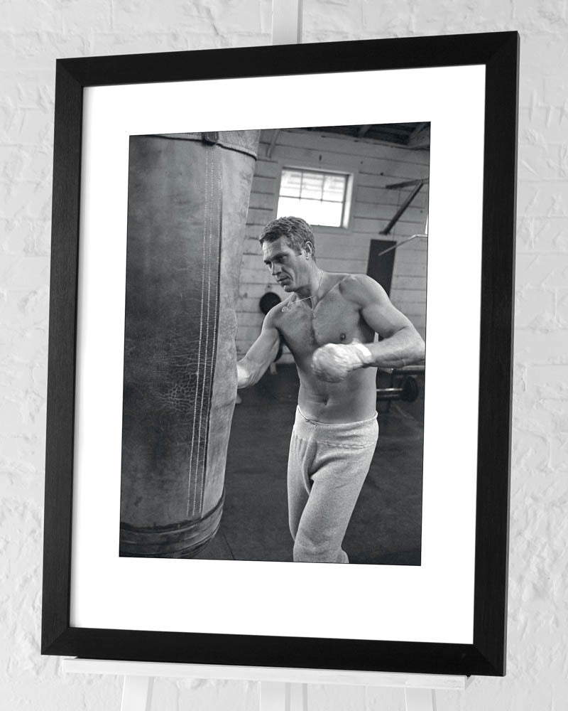 Steve McQueen Boxing Print in Black Frame - Pavilion Interiors