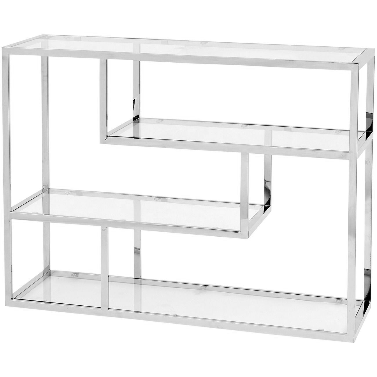 Argento Stainless Steel And Glass Small Shelving Unit - Pavilion Interiors