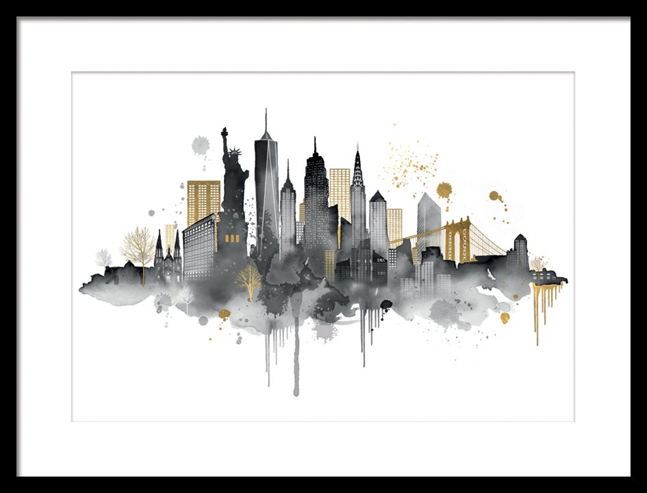 New York Skyline Framed Print with Mount