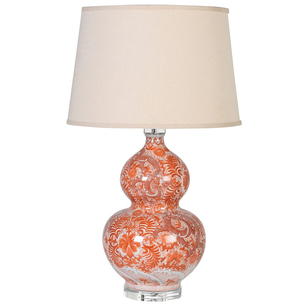 Bulbous Orange Patterned Lamp