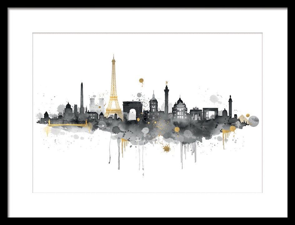 Paris Skyline Print with Mount
