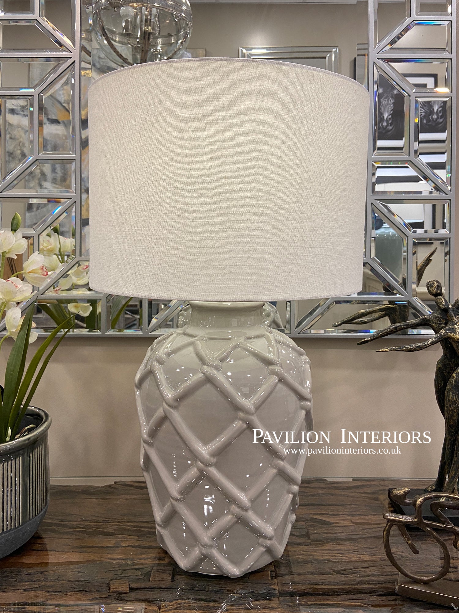 Grey Ceramic Table Lamp - Pavilion Interiors