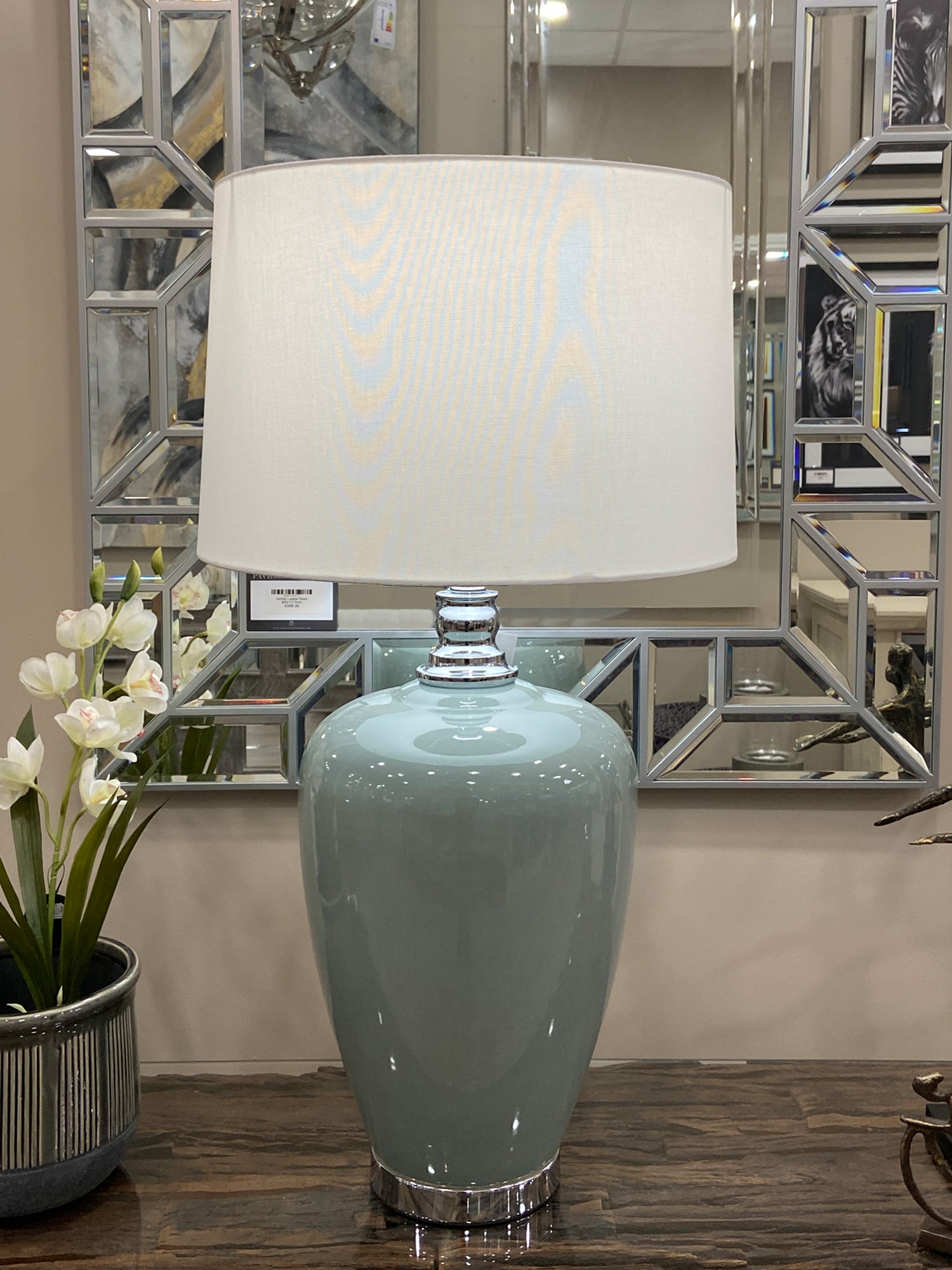 Soft Blue Ceramic Lamp - Pavilion Interiors