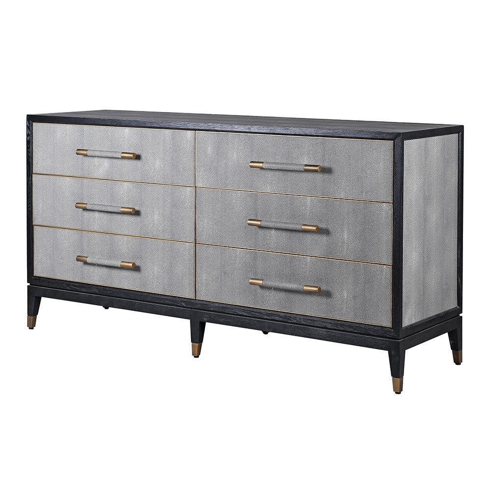 Tokyo Oak & Shagreen 6 Drawer Chest