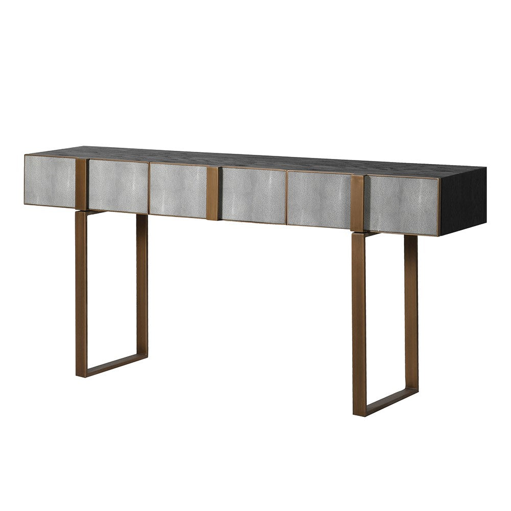 Tokyo Oak & Shagreen 3 Drawer Console Table