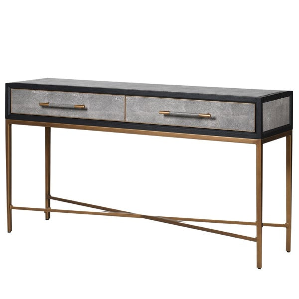 Tokyo Oak & Shagreen 2 Drawer Console Table