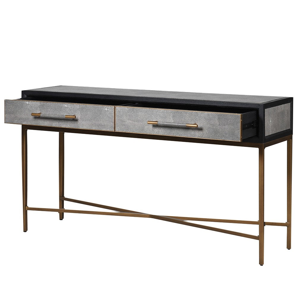 Tokyo Oak & Shagreen 2 Drawer Console Table