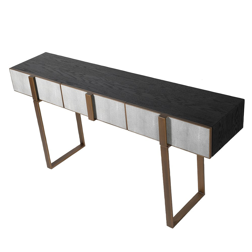 Tokyo Oak & Shagreen 3 Drawer Console Table