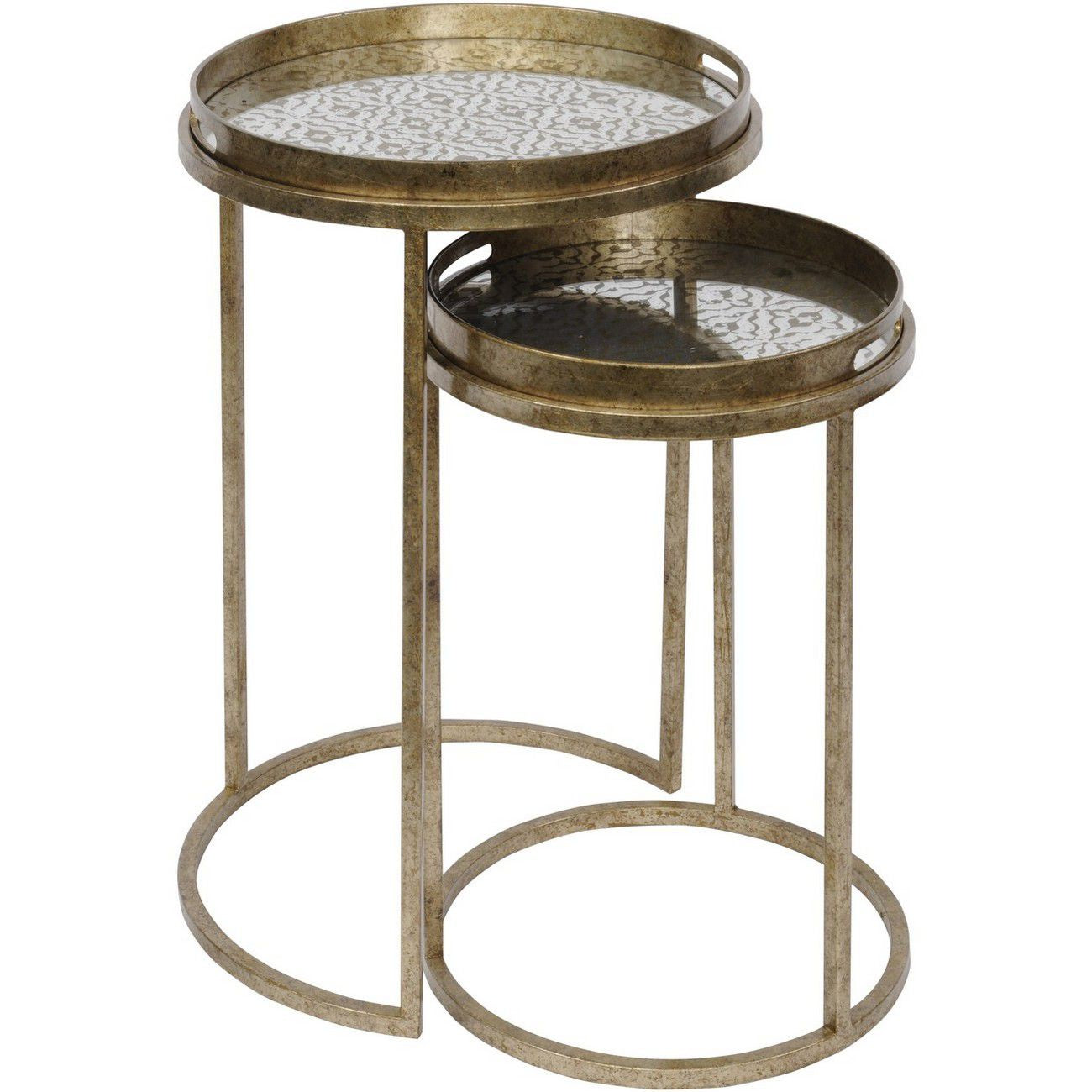 Vienna Antique Gold Diamond Set Of 2 Side Tables - Pavilion Interiors