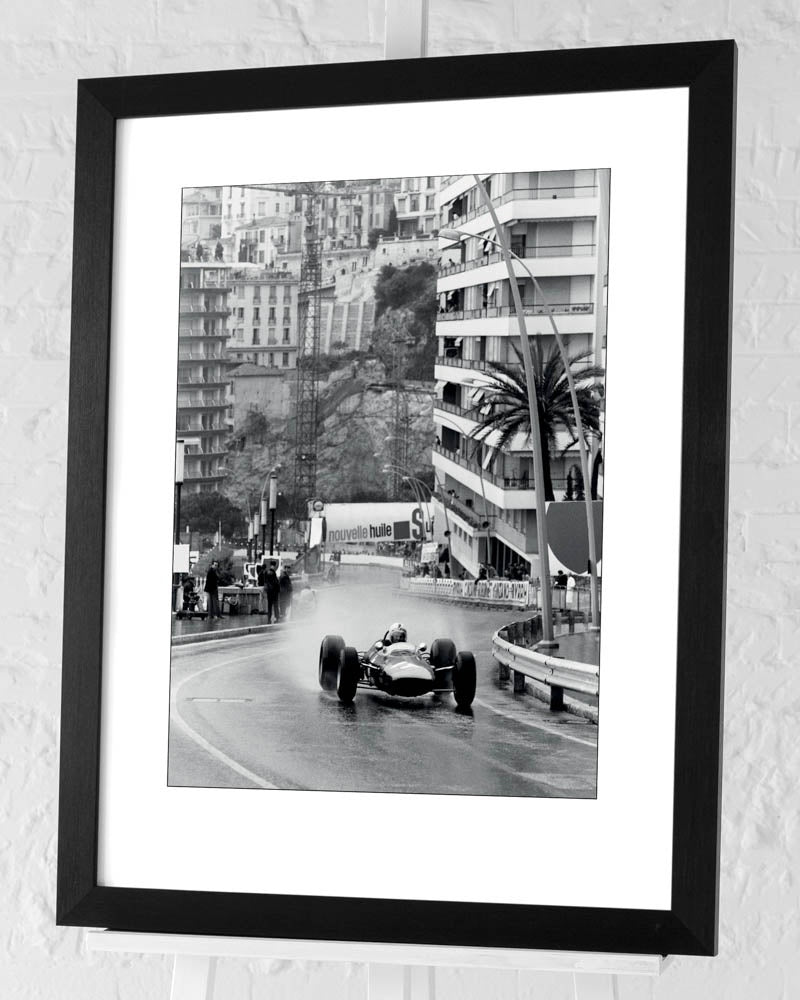 Monaco Grand Prix Single Car - Framed Print in Black Frame - Pavilion Interiors